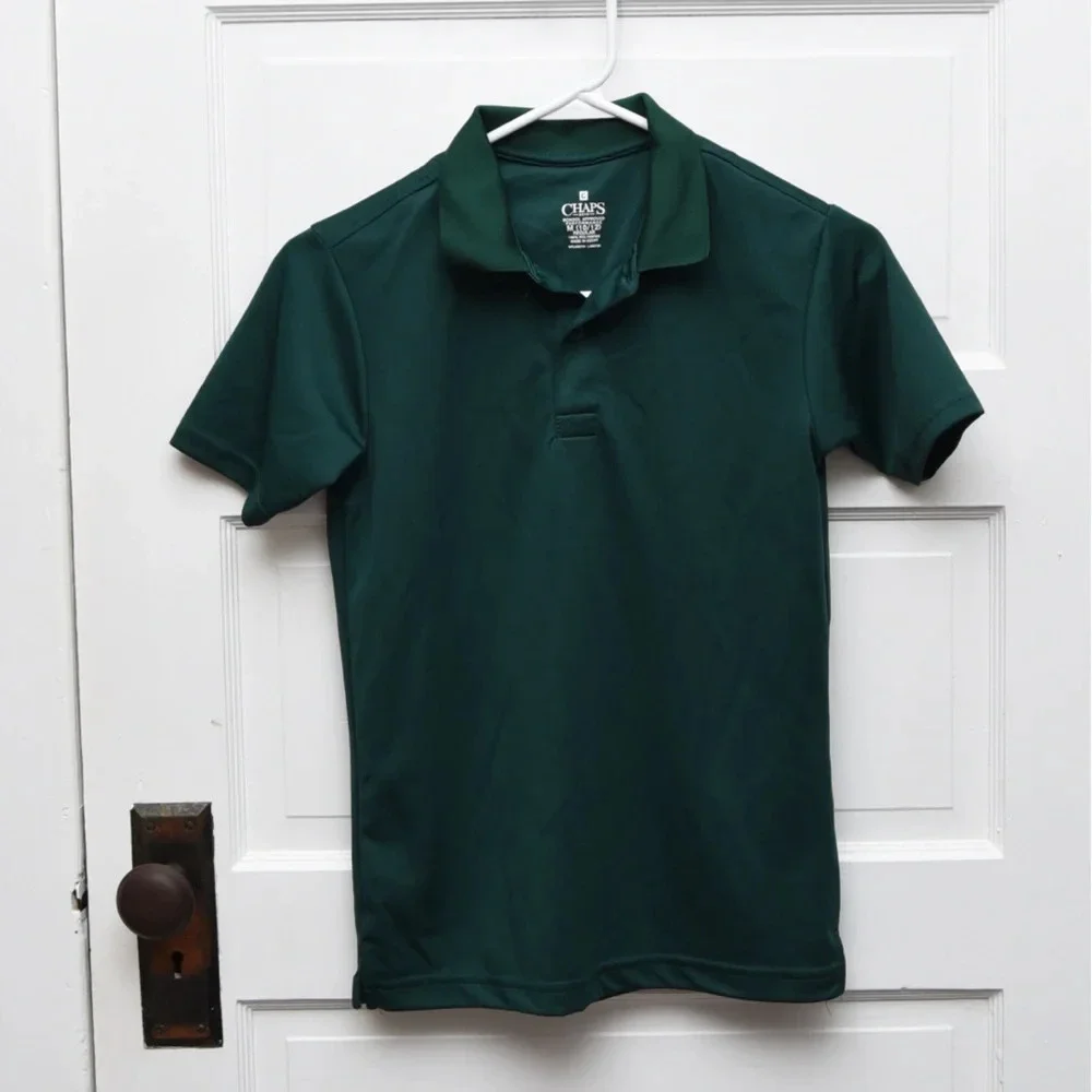 Boys Chaps school approved performance polo dark green size 10-12